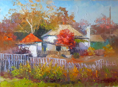 Pittura intitolato "October is upon us" da Boris Serdyuk, Opera d'arte originale, Olio Montato su Telaio per barella in legno