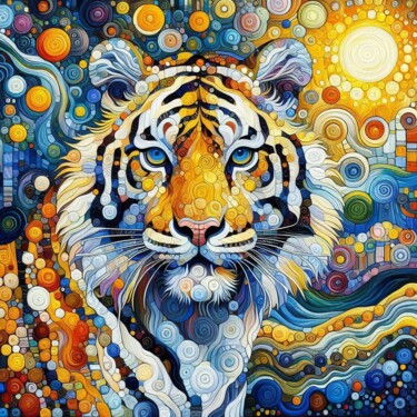 Digital Arts με τίτλο "Tigre solaire" από Tiss Ai Creations, Αυθεντικά έργα τέχνης, Εικόνα που δημιουργήθηκε με AI