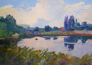 Картина под названием "River bed" - Boris Serdyuk, Подлинное произведение искусства, Масло Установлен на Деревянная рама для…