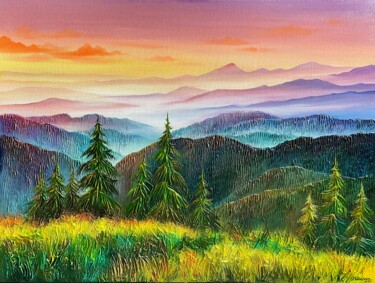 Mountain Calm Peinture intitulée "Mountain Calm" par Anna Shkolik, Œuvre d'art originale, Acrylique Monté sur Châssis en bois