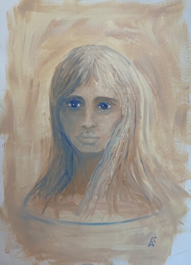 Painting titled "Portrait of a merma…" by Lesya Serenity, Original Artwork, Oil