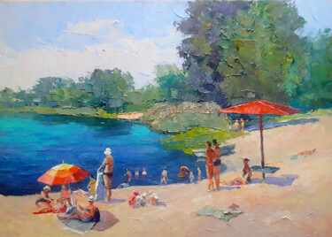 Malarstwo zatytułowany „Hot day” autorstwa Boris Serdyuk, Oryginalna praca, Olej Zamontowany na Drewniana rama noszy