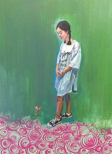 Schilderij getiteld "花季雨季" door Jianxing Li, Origineel Kunstwerk, Acryl Gemonteerd op Andere stijve panelen
