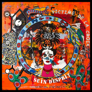 Painting titled "Frida 4" by Reyolenjoy, Original Artwork, Acrylic Mounted on Wood Stretcher frame