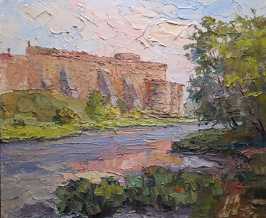 Painting titled "Fortress" by Boris Serdyuk, Original Artwork, Oil Mounted on Wood Stretcher frame