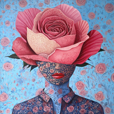 Whispers of a Blooming Mind 绘画 标题为“Whispers of a Bloom…” 由Ganna Alyousif, 原创艺术品, 丙烯 安装在木质担架架上