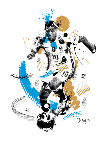 Kylian Mbappé, footballeur international Digital Arts με τίτλο "Kylian Mbappé, foot…" από Joelle Wenger, Αυθεντικά έργα τέχνης, 2D ψηφιακή εργασία
