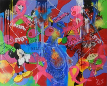 Schilderij getiteld "Espoir" door Francoise Souriau, Origineel Kunstwerk, Acryl Gemonteerd op Frame voor houten brancard