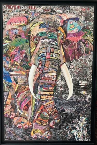Collages getiteld "Zadig on the Wild S…" door Moira Mcainsh, Origineel Kunstwerk, Acryl Gemonteerd op Frame voor houten bran…