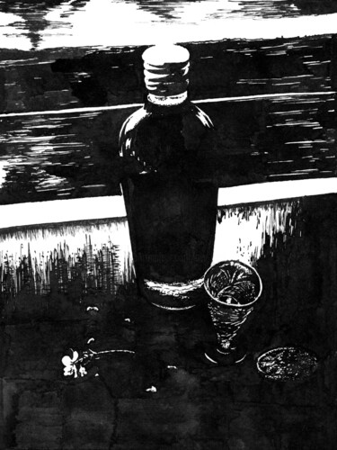 The Glass Still Life 2/ Стеклянный натюрморт 2 Tekening getiteld "The Glass Still Lif…" door Vladimir Abaimov, Origineel Kunstwerk, Inkt