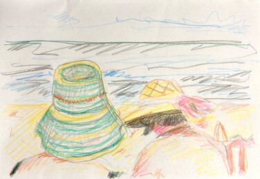 Desenho intitulada "Plage 3" por Benoit Boutoille, Obras de arte originais, Lápis