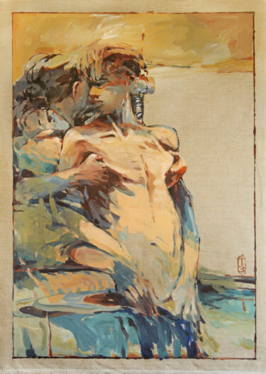Bathers of Avignon on Linen Картина под названием "Bathers of Avignon…" - Toni Belobrajdic, Подлинное произведение искусства, Акрил