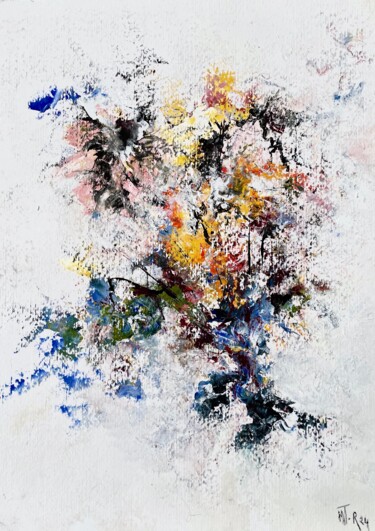 Painting titled "Arômes" by Roche Marie T., Original Artwork, Ink Mounted on Cardboard