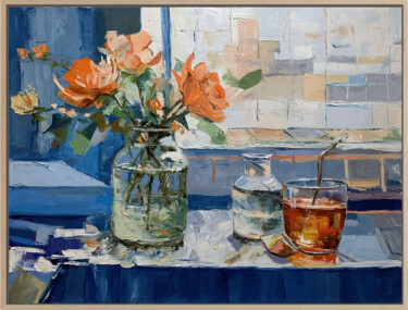 Morning Reflections. Pittura intitolato "Morning Reflections." da Vita Schagen, Opera d'arte originale, Olio Montato su Telaio per barella in leg…