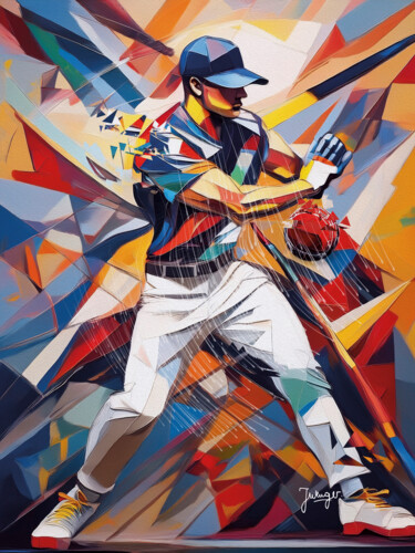 数字艺术 标题为“L'art du Baseball” 由Joelle Wenger, 原创艺术品, AI生成的图像