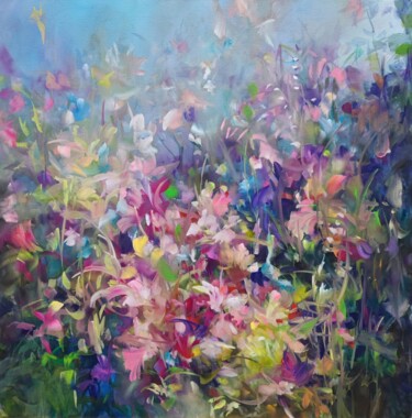 Pintura intitulada "Dance des pétales." por Angelina Ermakova, Obras de arte originais, Óleo Montado em Armação em madeira