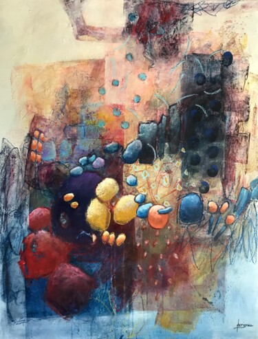 Peinture intitulée "BRUME DE SOLEIL" par Francine Scrignac, Œuvre d'art originale, Acrylique Monté sur Châssis en bois