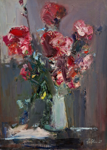 Bouquet in Shadow Pittura intitolato "Bouquet in Shadow" da Mateos Sargsyan, Opera d'arte originale, Olio Montato su Telaio per barella in leg…