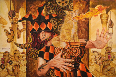 "The Teaser & Firecat" başlıklı Tablo Nestor Ong tarafından, Orijinal sanat, Petrol
