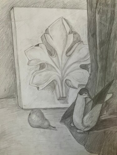 "Nature morte with p…" başlıklı Tablo Valentyn Oladenko tarafından, Orijinal sanat, Kalem Ahşap panel üzerine monte edilmiş