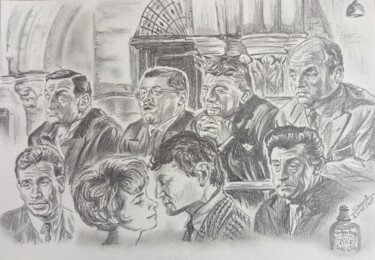 Illustration des personnages du film les tontons flingueurs Disegno intitolato "Illustration des pe…" da Gilles Staub (LeCrayonAgile), Opera d'arte originale, Matita
