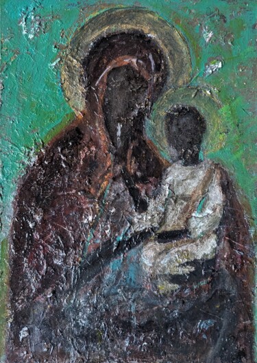 Schilderij getiteld "Иконопись 2" door Natallia Yemelyanovich, Origineel Kunstwerk, Olie Gemonteerd op Andere stijve panelen