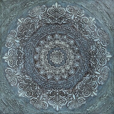 Blue Pattern Картина под названием "Blue Pattern" - Hasmik Mamikonyan, Подлинное произведение искусства, Акрил Установлен на Деревянная р…