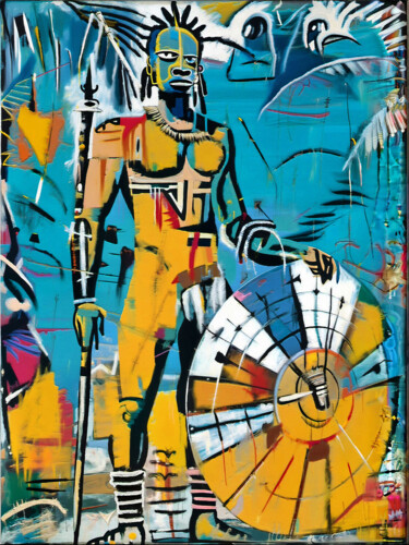 印花与版画 标题为“Zulu” 由Kofi Mamadi, 原创艺术品, 数字油画 安装在木质担架架上