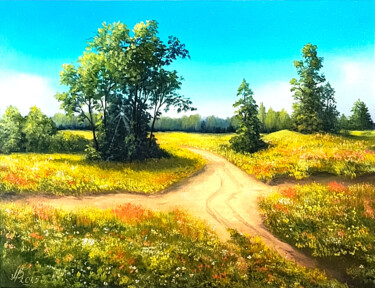 Paysage d'été journée ensoleillée "Paysage d'été journ…" başlıklı Tablo Marina Mamonchik tarafından, Orijinal sanat, Petrol Karton üzerine monte edilmiş