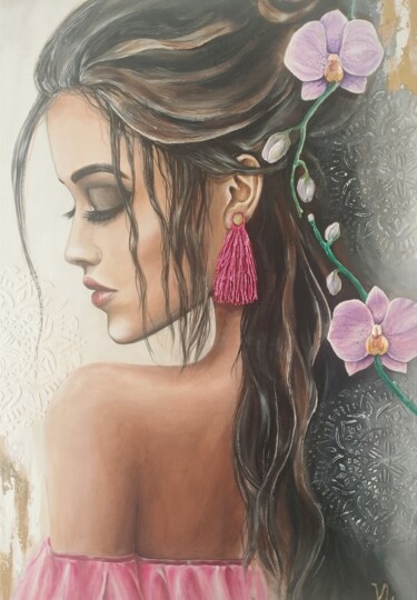 The blossom of my world Malerei mit dem Titel "The blossom of my w…" von Valentyna Loboda, Original-Kunstwerk, Acryl Auf Keilrahmen aus Holz montiert