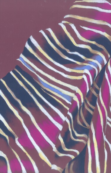Striped Folds Two Σχέδιο με τίτλο "Striped Folds Two" από Kristine Facchetti, Αυθεντικά έργα τέχνης, Παστέλ