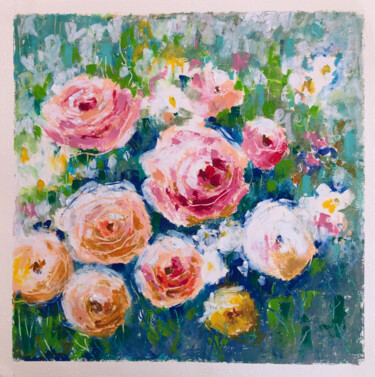 제목이 "Summer flowers"인 그림 Elena Afanaseva로, 원작, 파스텔