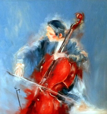 Peinture intitulée ""Vibrations"" par Yveline Javer, Œuvre d'art originale, Huile