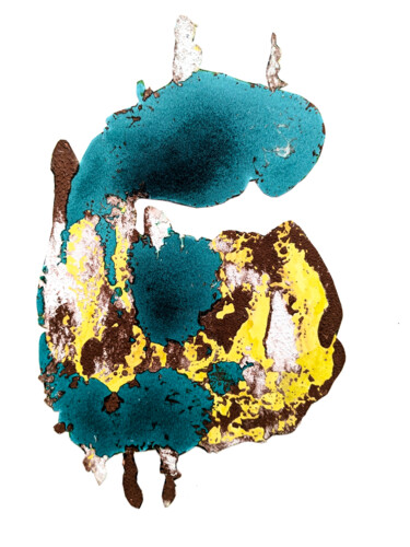 Schilderij getiteld "Créature cornue qui…" door Dominique Marilley, Origineel Kunstwerk, Inkt