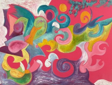 Painting titled "« Harmonie et forme…" by Gilles Surgès, Original Artwork, Encaustic Mounted on Glass