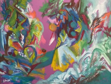 Painting titled "« Inde »" by Gilles Surgès, Original Artwork, Encaustic Mounted on Glass