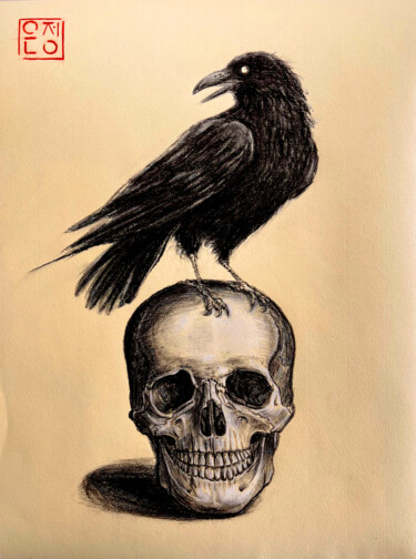 Drawing titled "Mortem Obire" by Natali Part, Original Artwork, Charcoal