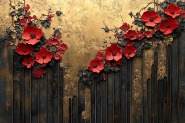 数字艺术 标题为“Poppy Arrangement” 由Amanda Moore, 原创艺术品, AI生成的图像