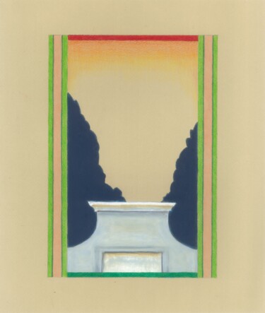 Tekening getiteld "Garden Sunset" door Kristine Facchetti, Origineel Kunstwerk, Pastel