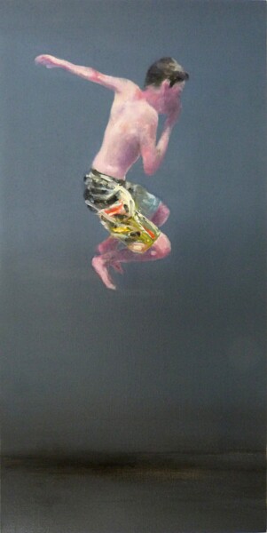 Painting titled "Time traveller 2" by Wilfrid Moizan, Original Artwork, Oil Mounted on Wood Stretcher frame