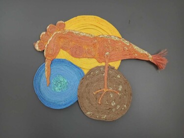 Textile Art titled "The Ground Sifter" by Richard Harding, Original Artwork, Textile fiber Mounted on Wood Panel
