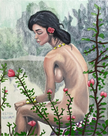 El lago Painting titled "El lago" by Nestor Abraham Hernandez Medellin, Original Artwork, Oil