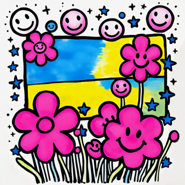 Shinny Stars and Sunkissed Sunflowers Printmaking titled "Shinny Stars and Su…" by Ivy Blue, Original Artwork, Digital Print