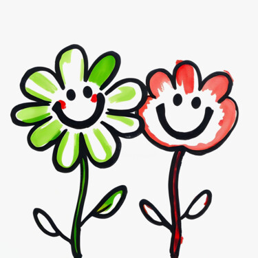 Blooming Besties Printmaking titled "Blooming Besties" by Ivy Blue, Original Artwork, Digital Print