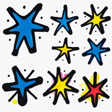Star Pop! Printmaking titled "Star Pop!" by Ivy Blue, Original Artwork, Digital Print