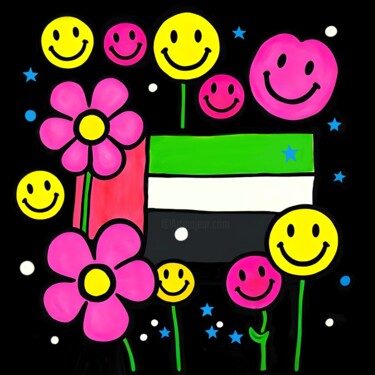 The Flag’s Floral Festival Printmaking titled "The Flag’s Floral F…" by Ivy Blue, Original Artwork, Digital Print