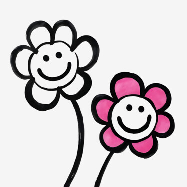 Prenten & gravures getiteld "Buddies in Bloom" door Ivy Blue, Origineel Kunstwerk, Digitale afdruk