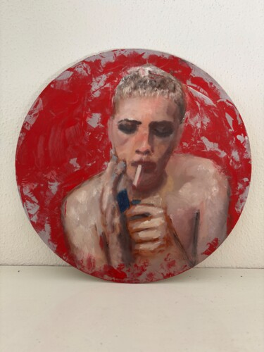 Schilderij getiteld "Emil I" door Nicole Lindecke, Origineel Kunstwerk, Olie Gemonteerd op Houten paneel