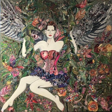 Swinging Jungle Κολάζ με τίτλο "Swinging Jungle" από Moira Mcainsh, Αυθεντικά έργα τέχνης, Ακρυλικό Τοποθετήθηκε στο Ξύλινο φορείο σκελετό