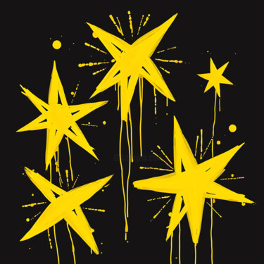 Golden Twinkles Printmaking titled "Golden Twinkles" by Ivy Blue, Original Artwork, Digital Print